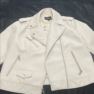 Express White Leather Jacket